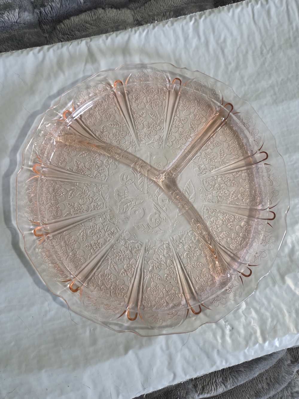 Vintage Jeanette Depression Glass Pink Cherry Blossom